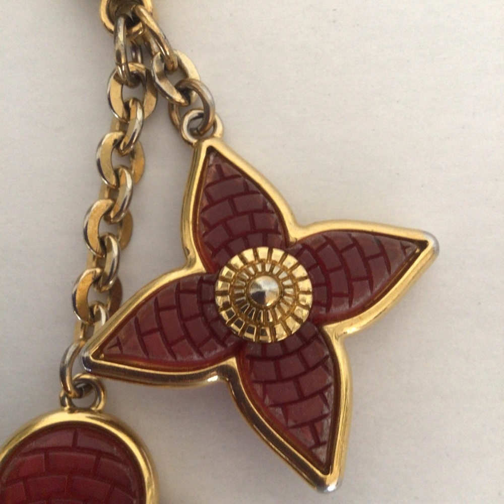 AUTHENTIC LOUIS VUITTON RED RESIN MOSAIC MONOGRAM FLOWER KEY HOLDER BAG … - Picture 6 of 16